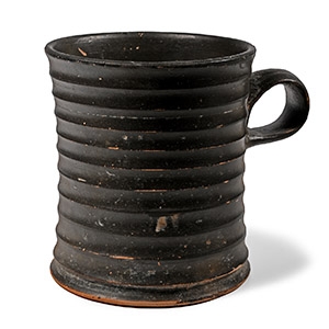 South Italian Black-Glazed Ribbed Mug