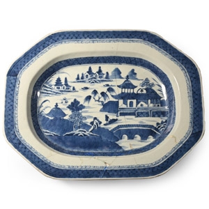 Diana Cargo Shipwreck Large Glazed Blue and White Serving Dish