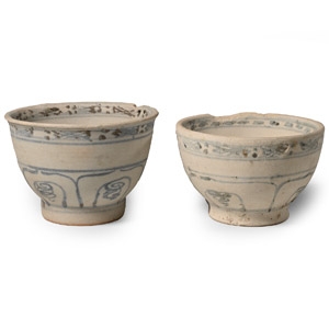 Hoi An Cargo Shipwreck Glazed Blue and White Bowl Pair