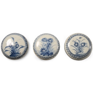 Ca Mau Cargo Shipwreck Glazed Blue and White Lidded Box Set of Three