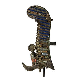 Egyptian Bronze and Glass Inlaid Ostrich Feather from an Atef Crown
