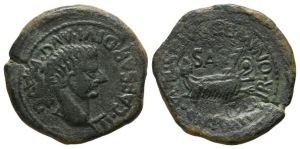 Tiberius AE As of Saguntum, Spain.
