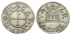 Carolingians, Charles le Chauve (the Bald; as Charles II, King of West Francia) AR Denier.