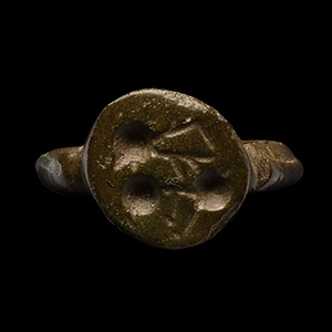 Merovingian Bronze Ring with Figures