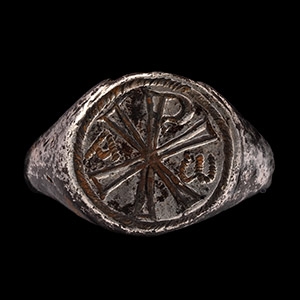 Post Medieval Silver Ring with Chi Rho