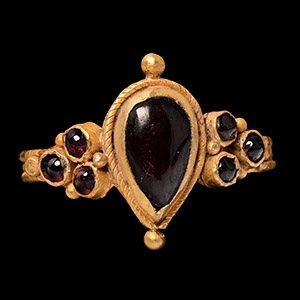 Byzantine Gold Ring with Cabochon Garnets