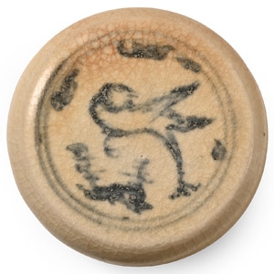 Hoi An Cargo Shipwreck Glazed Blue and White Lidded Box with Bird