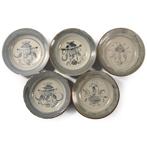 Tek Sing Treasure Shipwreck Glazed Blue and White Dish Group