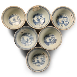 Ca Mau Cargo Shipwreck Glazed Blue and White Tea Bowl Group