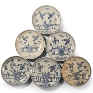 Ca Mau Cargo Shipwreck Glazed Blue and White Saucer Set