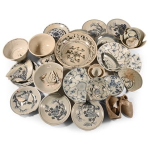 Box of Broken Glazed Shipwreck Pottery