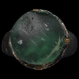 Elizabethan Bronze Ring with Green Cabochon