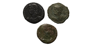 Group of Three [3] Late Roman Imperial AE Coins.