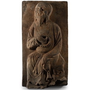 Chinese Song Terracotta Tile with Seated Scholar
