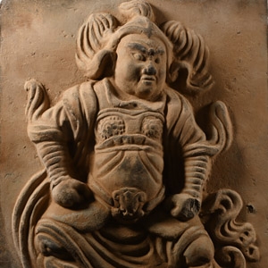Chinese Song Terracotta Tile with Standing Warrior