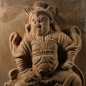 Chinese Song Terracotta Tile with Standing Warrior
