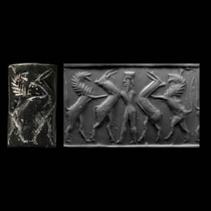 Mesopotamian Hardstone Cylinder Seal with Combat Scene
