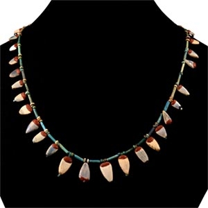 Egyptian Faience Bead Necklace with Petal Beads