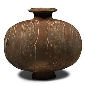Large Chinese Han Painted Terracotta Cocoon Jar