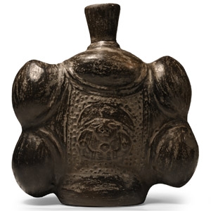 Pre-Columbian Black Ware Vessel with Warrior