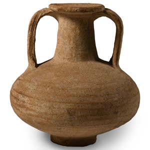 Roman Ribbed Terracotta Jar with Handles