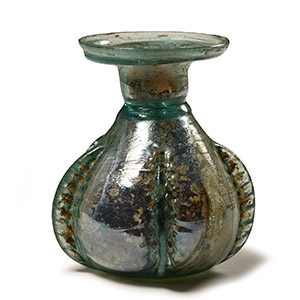 Western Asiatic Iridescent Green Glass Sprinkler Flask