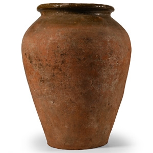 Large Medieval Green Glazed Terracotta Jar