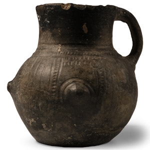 South East Asian Black Ware Jug with Bosses