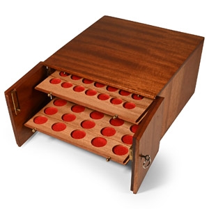 Vintage Mahogany 14 Draw Coin Cabinet with Key