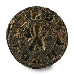 Medieval Bronze Seal Matrix with Clasped Hands