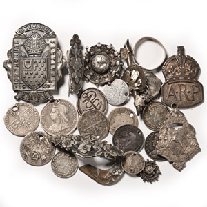Post Medieval Silver Badge, Pendant Brooch and Other Artefact Group