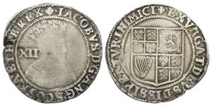 England. Stuart, James I AR Shilling.
