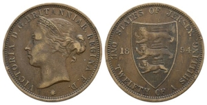 Great Britain. Channel Islands, Jersey. Victoria CU 1/12 Shilling.