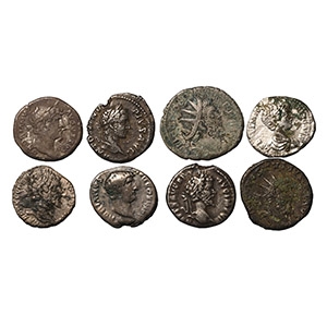 Group of Eight [8] AR and BI Roman Coins.