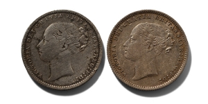 Group of Two [2] AR Shillings of Queen Victoria.