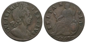 Great Britain. Stuart (Orange), William III CU Halfpenny.