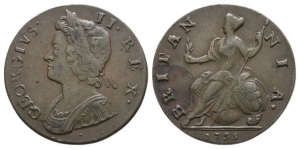 Great Britain. Hanover, George II CU Halfpenny.