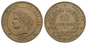 France. Troisième République CU 10 Centimes.