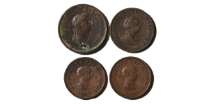 Group of Four [4] CU Coins of George II.