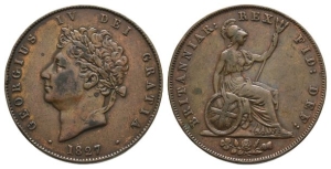 Great Britain. Hanover, George IV CU Halfpenny.