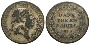 Great Britain. Hanover, George III Plated Three Shillings Bank Token.