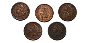 Group of Five [5] United States of America CU Cents