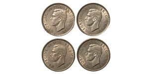 Group of Four [4] George VI Florins.
