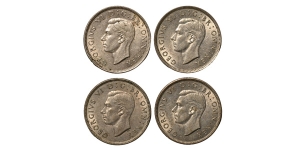  Group of Four [4] George VI Florins.
