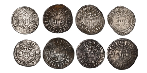  Group of Eight [8] AR English Hammered Coins.