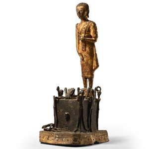 Large South East Asian Gilt Bronze Statue on Base