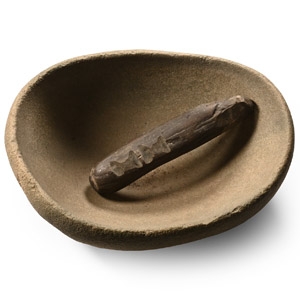 Large Native American Carved Stone Bowl and Pestle