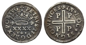 Portugal. Pedro II AR Half Tostao.