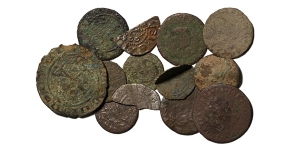 Group of Thirteen [13] AR and AE Mixed Coins and Tokens.
