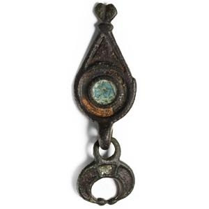 Romano-British Enamelled Bronze Military Lunar Horse Harness Pendant and Hanger